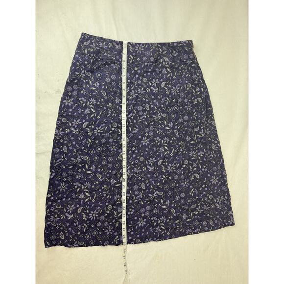 VINTAGE Y2K 90s Women Midi Skirt Talbots purple floral rayon Cottagecore 14 - Picture 3 of 8